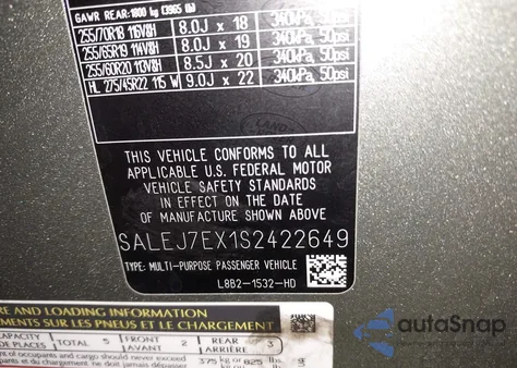 2025 Land Rover Defender 110 P300 from USA, damaged, VIN SALEJ7EX1S2422649